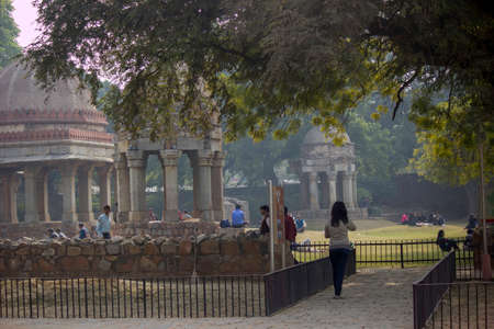 New Delhi, India - May 15, 2014: Leisure activities in a park located in hauz khas south Delhiのeditorial素材