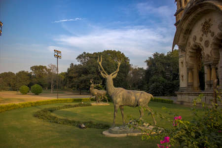 Vadodara, India - November 16, 2012: An exterior of the Lakshmi Vilas Palace in the state of Gujarat, was constructed by the Gaekwad maratha family, who ruled the Baroda Stateのeditorial素材