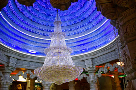 Mathura, India - April 11, 2014: Interior of Prem Mandir (Love Temple) a Hindu temple in Vrindavan....