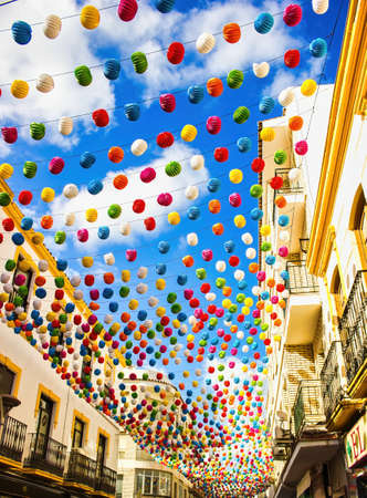 Ronda, Spain - September 06, 2015: Feria season in Andalusia celebrating spectacular Pedro Romero Festival, a joyful and colorful week-long celebration that culminates in a prestigious bullfight.のeditorial素材