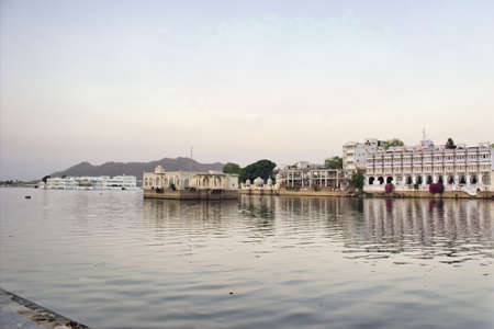 Royal palace built in Lake Pichola located in Udaipur city of Rajasthan state in Indiaのeditorial素材