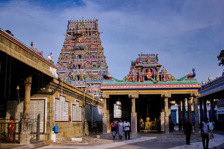 Chennai, India - October 27, 2018: Kapaleeswarar temple is the chief landmark of Mylapore and one of the popular and prominent Hindu temples in South India.のeditorial素材