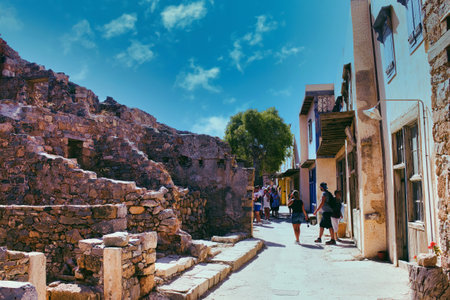 Crete or Kreta, Greece - September 14, 2017: Tourists walking around Walking around the castle of...