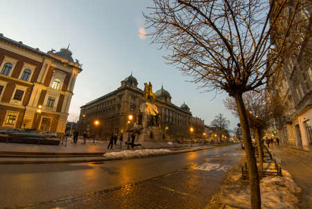 Cracow, Poland - February 20, 2021: The Grunwald Monument is an equestrian statue of King of Poland WÅadysÅaw II JagieÅÅo located at Matejko Square in KrakÃ³w's Old Townのeditorial素材