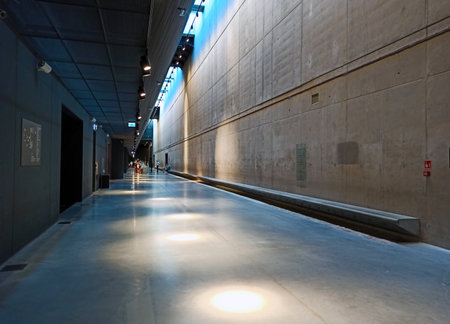 GDANSK, POLAND - August 10, 2020: Long Corridor hall in the Museum of the Second World War interior.