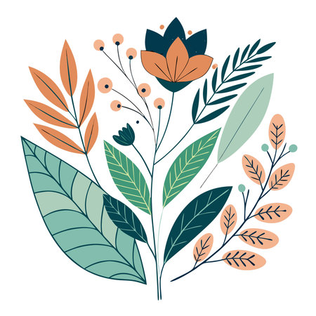 cute flowers and leafs decorative icon vector illustration design vector illustration designの素材