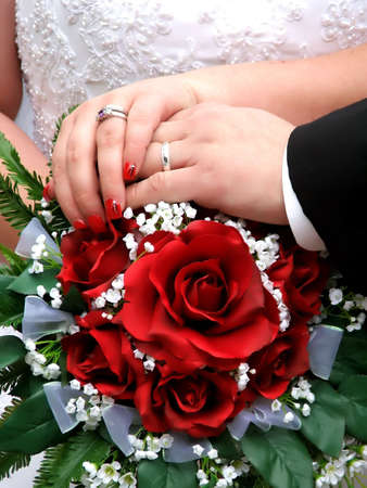 bride and groom handsの写真素材