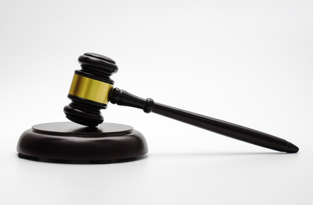 law theme, mallet of the judge, justice scale, hourglass, bookの写真素材