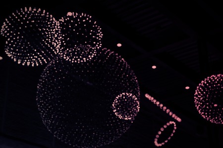 light bulb idea circle sphere design background blur electricity on black background.の写真素材