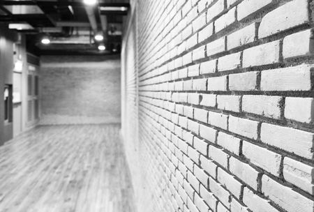 perspective brick wall background texture grunge and vintage abstract as backdropsの写真素材