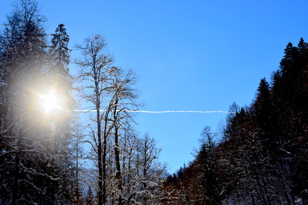 A beautiful view of Sun rays that divide the skyの写真素材