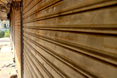 Image of close shutter and door are lock during lock down in India due to corona virusの写真素材