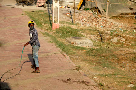 City Valsad, state Gujarat, country-India 03/05/2020 government is sanitizing area during covid-19...