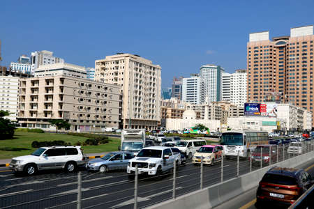 Country- UAE City- Sarjah, Date 07/20/2020 view of Sarjah city with big building car and roadのeditorial素材