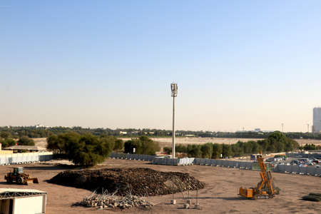 aerial view of construction site at dubai J.C.B on site