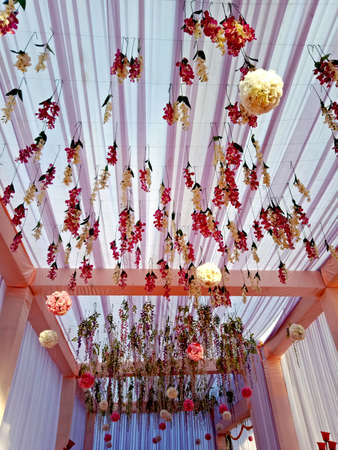 Top view of wedding decoration stageの写真素材
