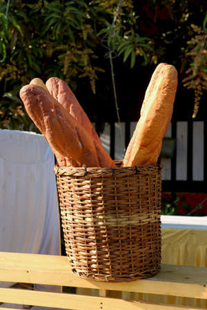 Show piece of Loaf of bread in basketの写真素材