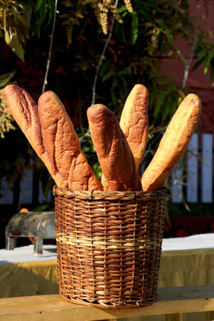 Show piece of Loaf of bread in basketの写真素材