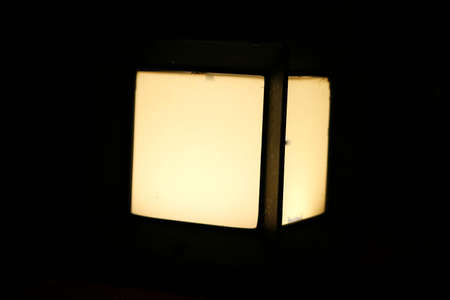Outdoor design glowing lamp on Dark Backgroundの写真素材