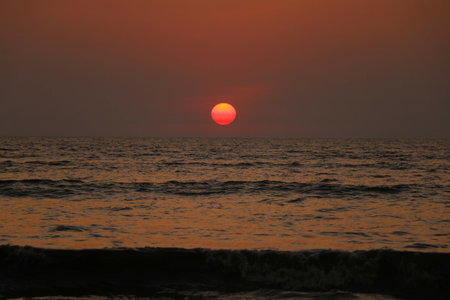 view of sunset near beachの写真素材