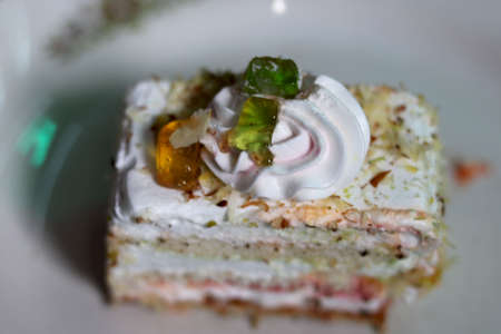 White creamy dry fruit and nuts pastry cakeの写真素材