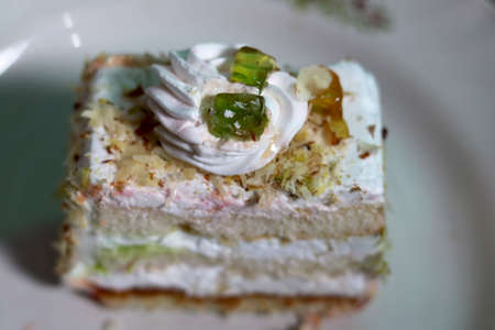 White creamy dry fruit and nuts pastry cakeの写真素材