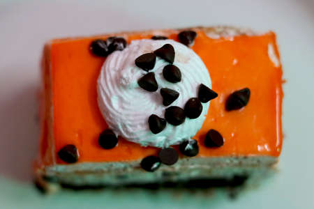 Orange and chocolate pastry cakeの写真素材
