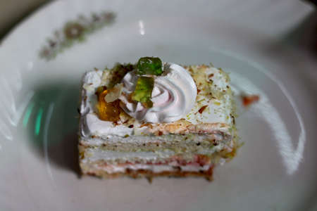 White creamy dry fruit and nuts pastry cakeの写真素材