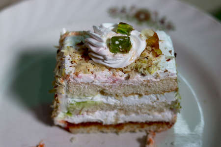 White creamy dry fruit and nuts pastry cakeの写真素材