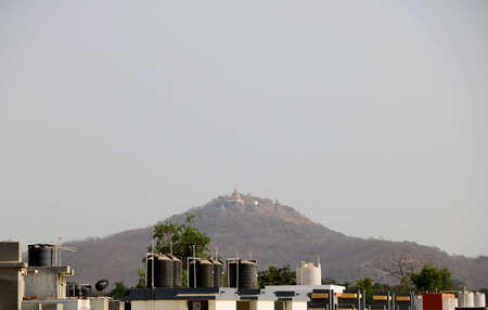 View of city and Parnera hill at valsad Gujaratの写真素材