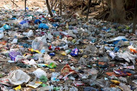 littering image of Garbage throw on side of road in indiaの写真素材
