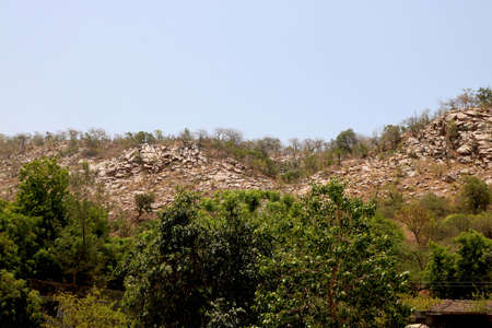 Image of small hill with big big rockの写真素材