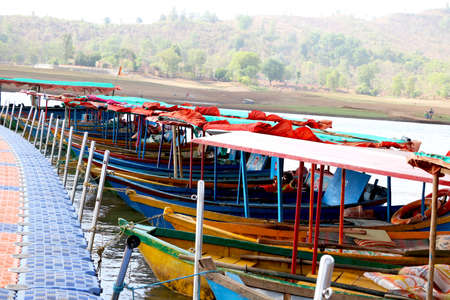 Wooden Boat (ferry) tourist attraction at lake of dudhni at Gujarat- Indiaの写真素材