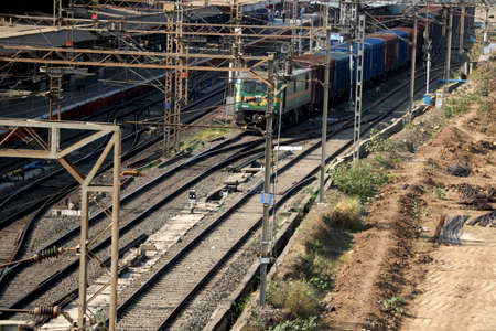 Railroad tracks and Switches near a train stationの写真素材