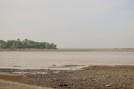 Beautiful tranquil scene of empty sand beachの写真素材