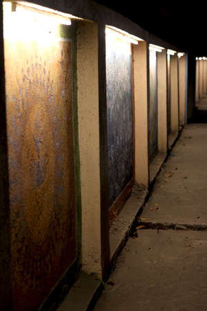 Traditional art work on wall in India at nightの写真素材