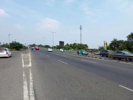 Empty express highway road in Gujarat ( india)の写真素材