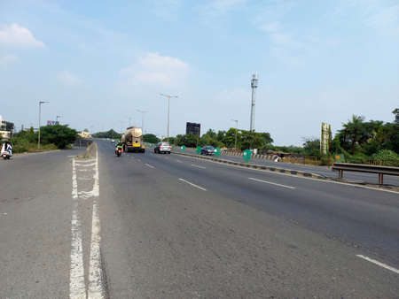 Empty express highway road in Gujarat ( india)の写真素材