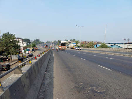 Empty express highway road in Gujarat ( india)の写真素材