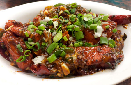 Indian Cuisine Vegetable paneer chilli is a popular Indo Chinese Street foodの写真素材