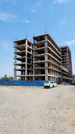 Big Building under construction in Indiaの写真素材