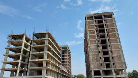 Big Building under construction in Indiaの写真素材