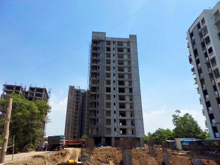 Big Building under construction in Indiaの写真素材