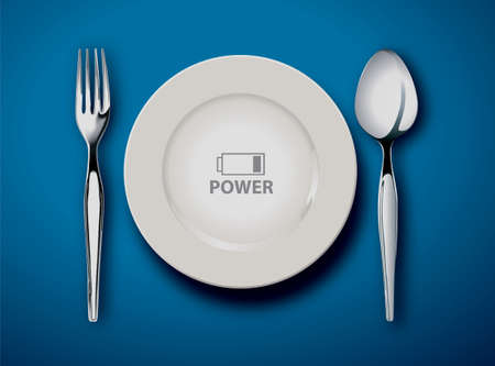 illustrator of Empty plate isolated on a white background, food is power conceptのイラスト素材