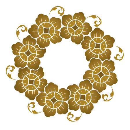 Thai flower pattern on circle shapeのイラスト素材