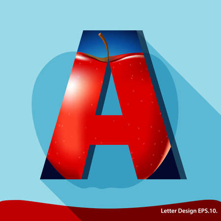Vector of Apple in Letter A alphabet shape. ABC concept type as icon. Typography designのイラスト素材