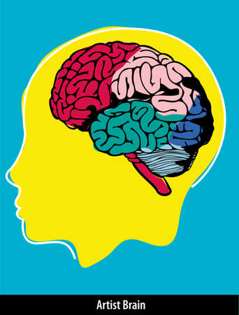 artist brain with paint strokes stock vector