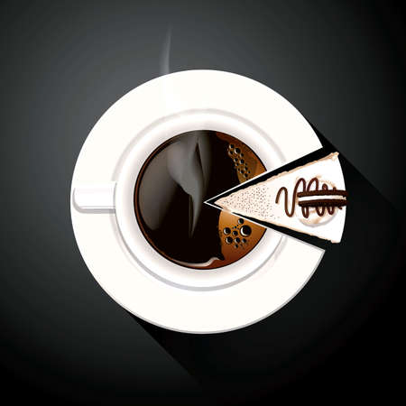 Pie chart of Coffee cup and Cake slicesのイラスト素材