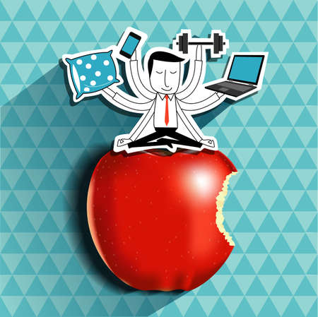 Vector of Businessman have balance life. Healthy life conceptのイラスト素材