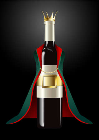Vector of Wine Bottle in Prince Clothのイラスト素材